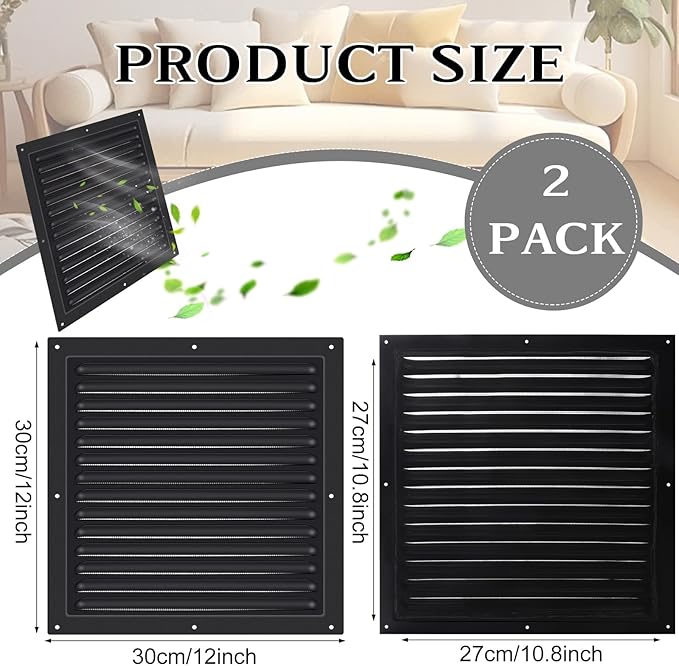 2 Pcs 12" x 12" Gable Vent Shed Attic Vent - Image 2