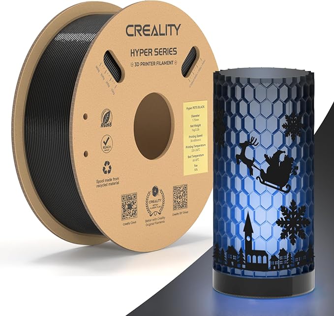 Official Creality Hyper PETG Filament Clear Black, 3D Printer Filament PETG by Creality
