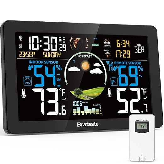 Weather Station Wireless Indoor Outdoor, Digital Thermometer by Brataste