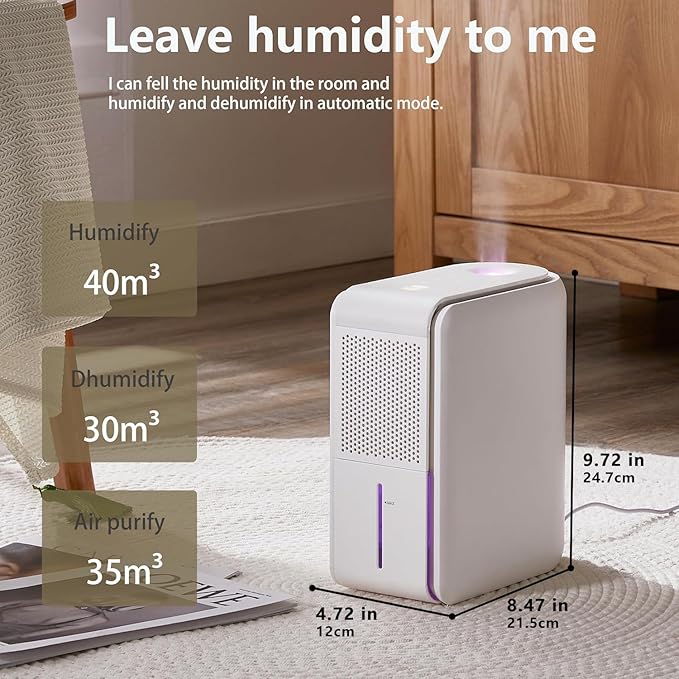 3 in 1 Dehumidifier, Humidifier & Air Filtration & aroma diffuser combo - 39Oz - Image 9