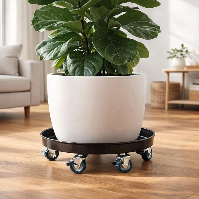 3 Packs Metal Plant Caddy with Wheels 13" Rolling Plant Stand Heavy Duty Plant - Image 9