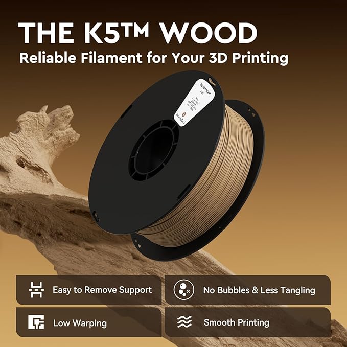 kexcelled Wood PLA Filament 1.75 mm Birch, Real Wood PLA 3D Printer Filament - Image 2