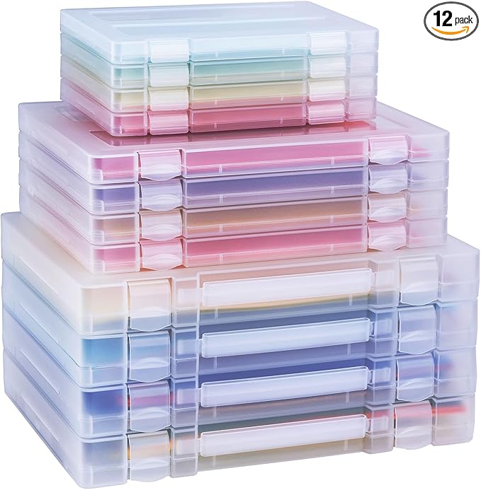 12 Pack A4 Paper Storage Boxes, 8.5 x 11 Plastic Portable Project Case by Mickiewicz