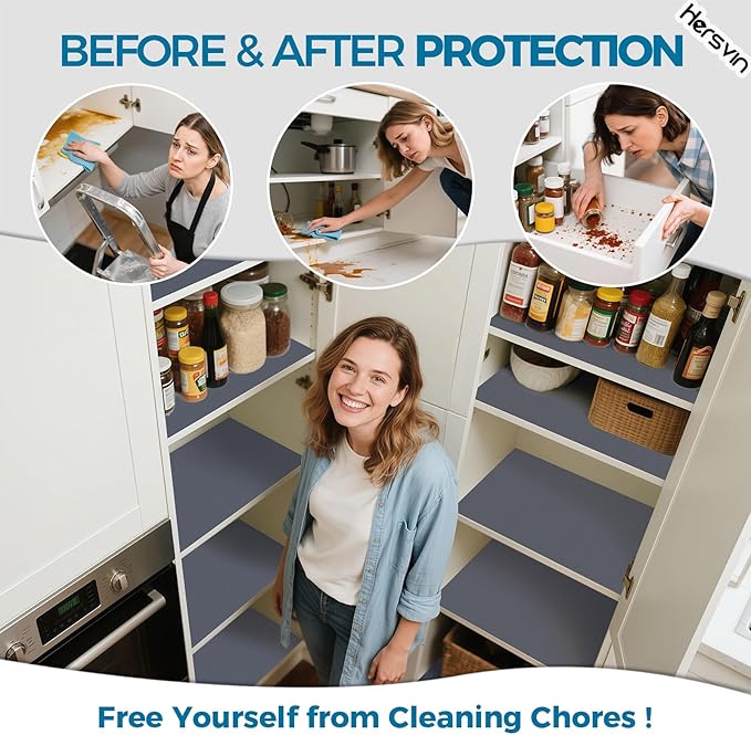 Hersvin Shelf Liners, 18in x 20ft Kitchen Drawer Mats, Non-Adhesive EVA - Image 3