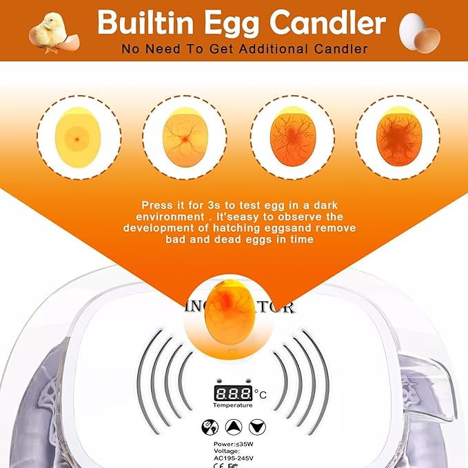 16 Egg Incubator with Automatic Egg Turning and Humidity Control, 360 Degree - Image 5