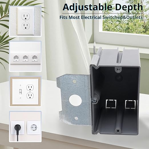 MAKERELE Single Gang Adjustable Junction Box Plastic, 21 Cubic Inches - Image 2