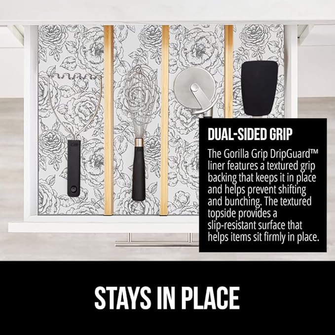 GORILLA GRIP DripGuard Shelf Liner, Non-Adhesive Drawer and Kitchen Cabinet - Image 4
