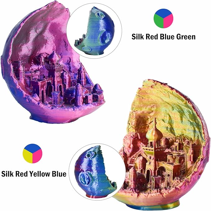 PLA Filament 1.75mm, Tri-Colors 3D Printer Filament, Rainbow PLA Filament Bundle - Image 5