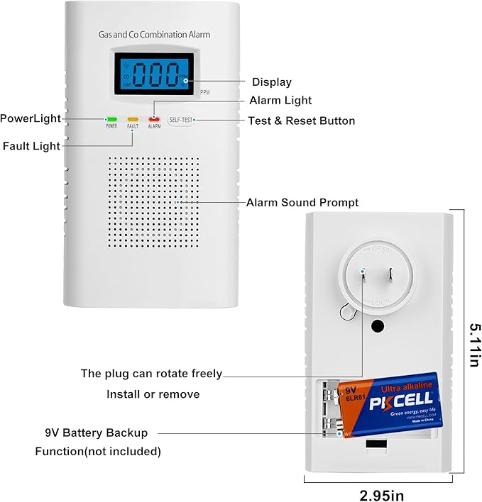 Plug in Combination Gas & Carbon Monoxide Detectors - Image 2