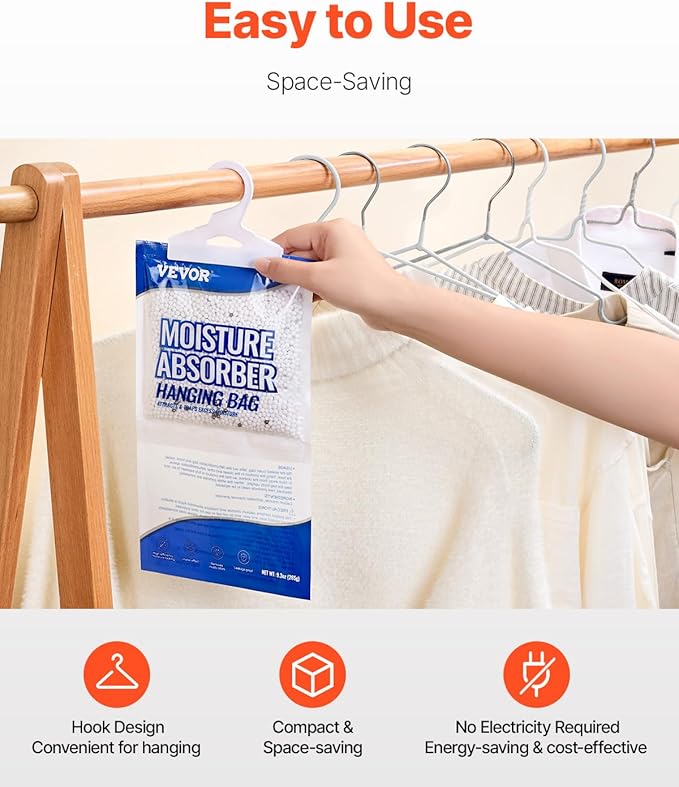 VEVOR Hanging Moisture Absorber, 9.3 oz Hanging Closet Dehumidifier Bags - Image 5