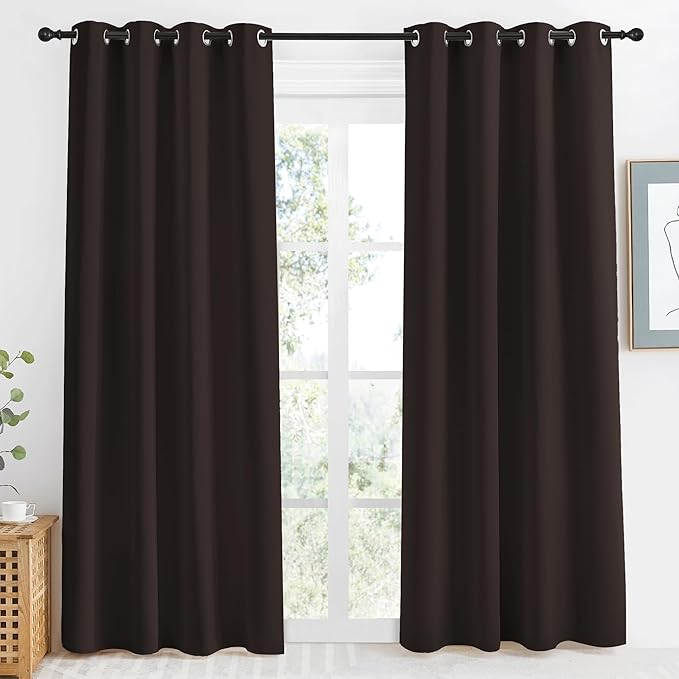 NICETOWN Toffee Brown Blackout Curtain 86 inch Long, W55 x L86, 1 Panel by NICETOWN