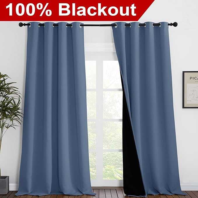 NICETOWN Cold Reducing Curtains, 100% Sun Blocking Curtains, Sound Proof Drapes - Image 2