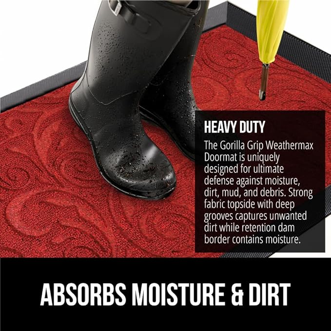 GORILLA GRIP 100% Waterproof All-Season WeatherMax Doormat 35x23, US Designed - Image 4