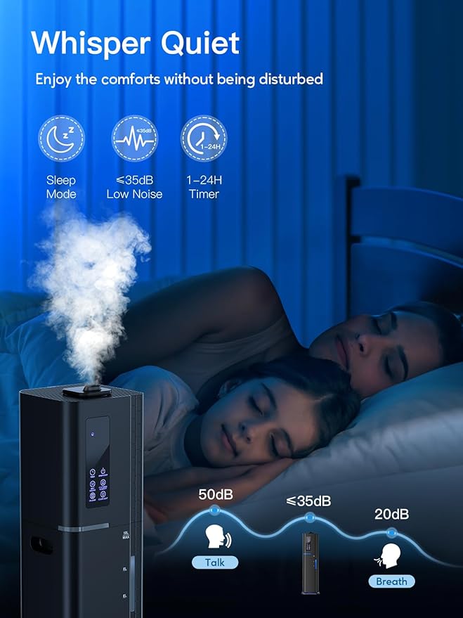 10L/2.64Gal Humidifier, Top Fill Quiet Ultrasonic Cool Mist Humidifiers - Image 5