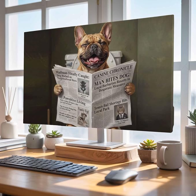 Funny Bulldog Reading Newspaper Indoor TV Cover, Elastic TV Screen Protector - Image 5
