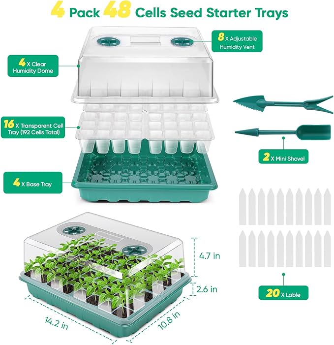 192 Cells Seed Starter Tray, Seed Starter Kit - Image 3