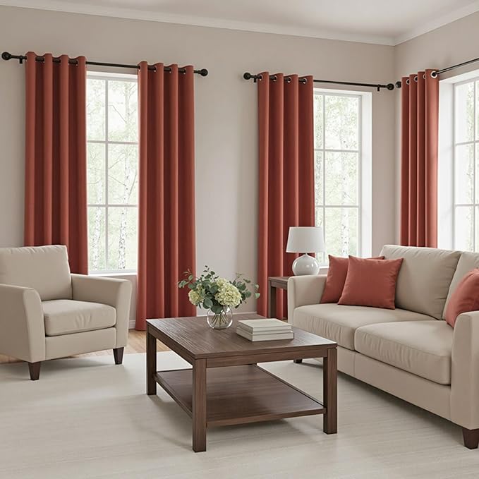 MYSKY HOME Brick Red Door Curtains - Image 2