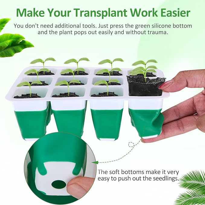 5 Packs Seed Starter Tray with Grow Light, Reusable Pop-Out Seed Starter Kit - Image 2