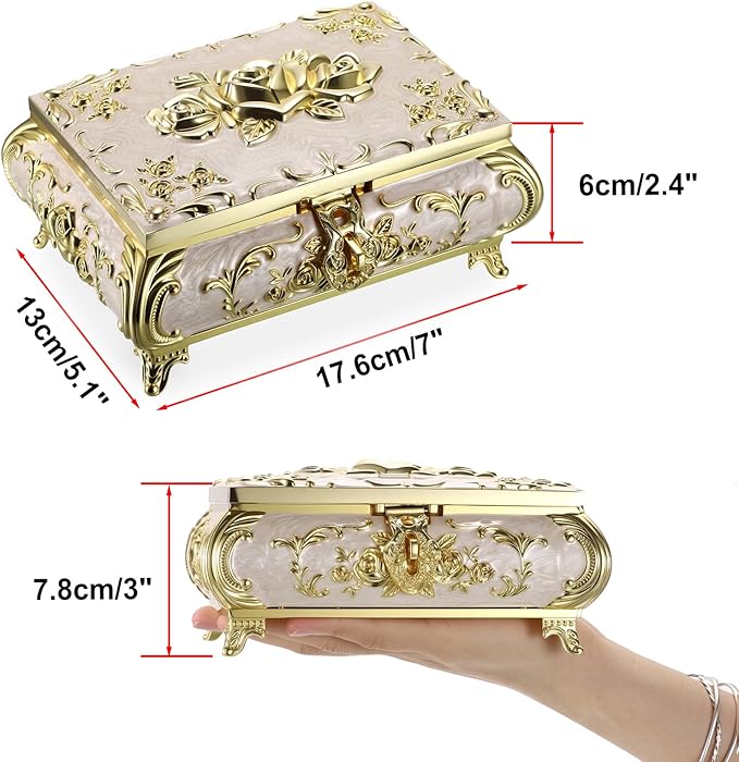 Hipiwe Jewelry Storage Chest Rectangular Keepsake Storage Box Trinket - Image 3