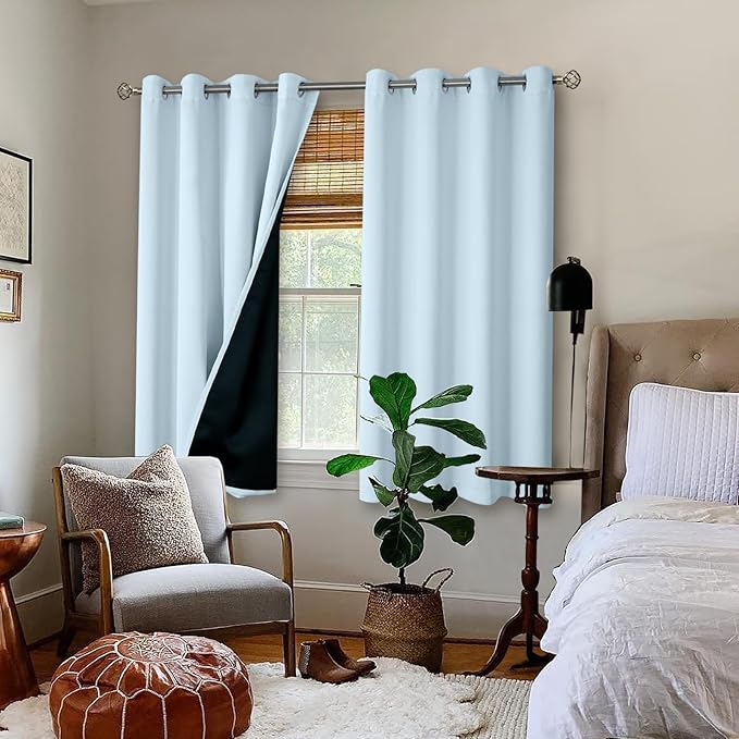 BGment Baby Blue 100% Blackout Curtains - Image 2