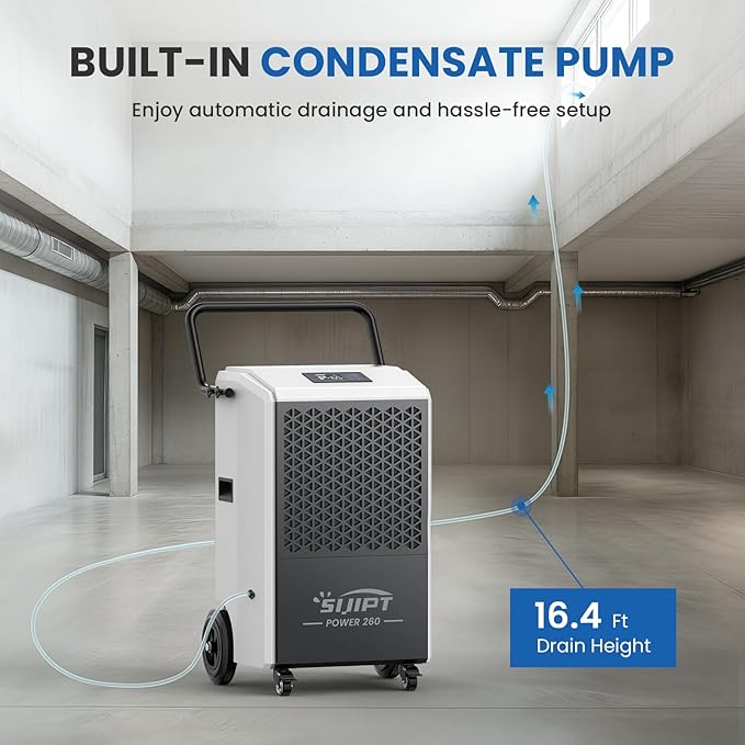 Commercial Dehumidifier with Pump, 260 Pints Industrial Dehumidifier - Image 3