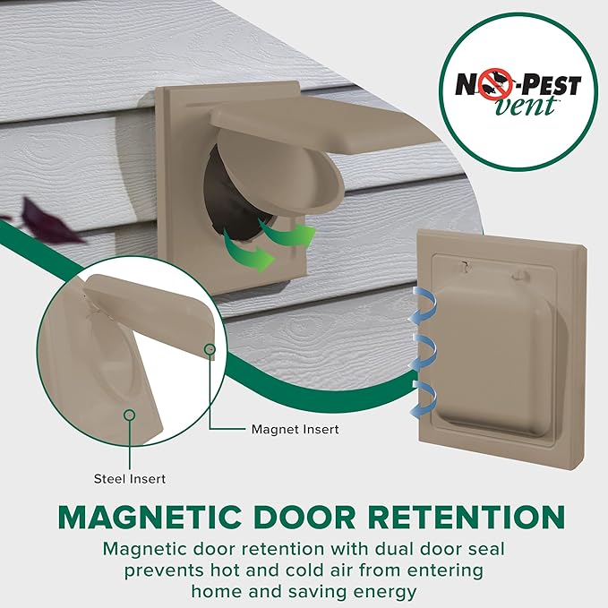 NO-PEST VENT, Exclusive Dual Door Dryer Vent Cover Outdoor 4 inch or Bathroom - Image 4