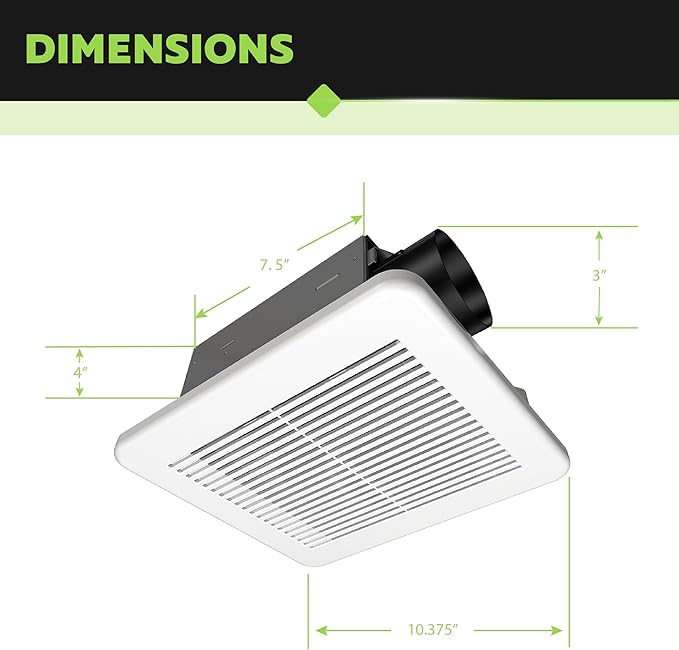 Homewerks 7114-02-HW DC Bathroom Fan 50-CFM 1.0 Sone White Ventilation Fan - Image 4
