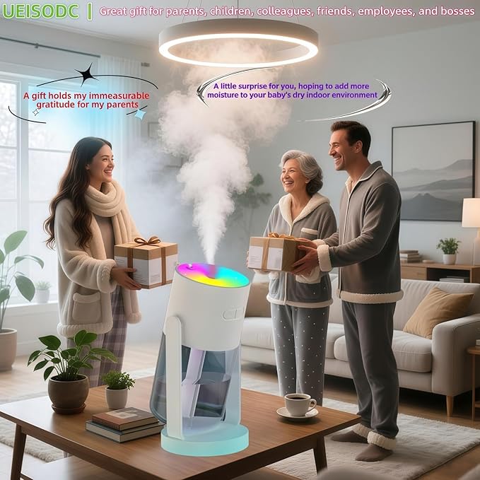 UEISODC bedroom humidifier, desktop USB humidifier, car air freshener, relieves - Image 8