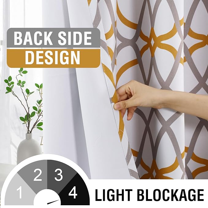 H.VERSAILTEX Blackout Curtains Printed Design 63 Inch Length 2 Panels Set - Image 3