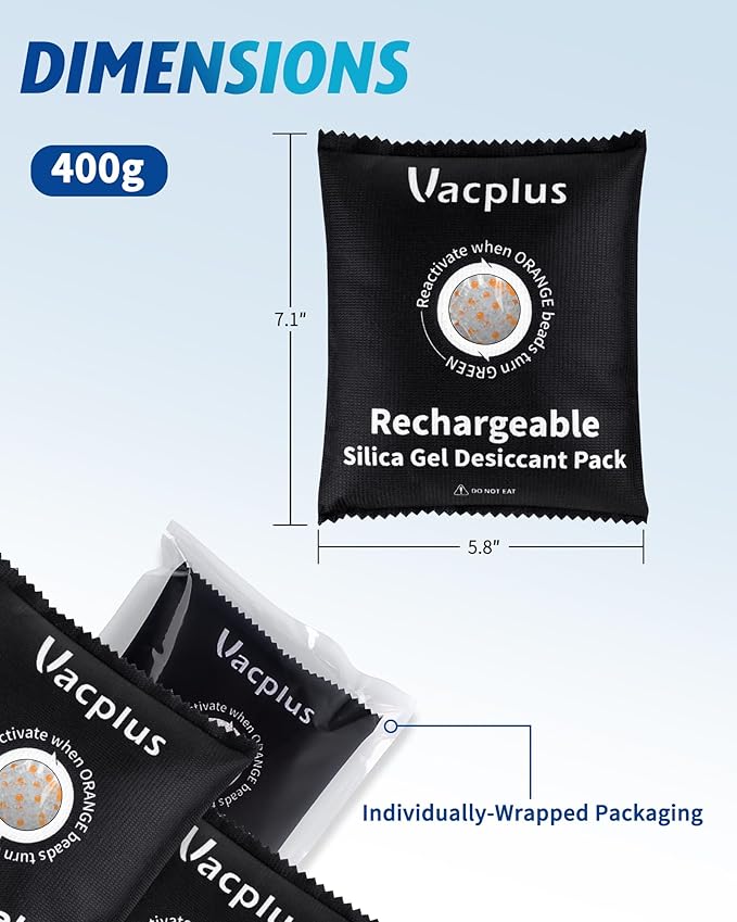 Vacplus 4 Pack 400g Reusable Desiccant Packs - Image 6