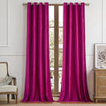 BULBUL Living Room Velvet Window Curtains 120 inch Length- 2 Panels Hot Pink by ModernShinyVelvetCurtains