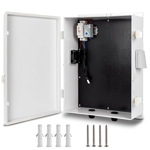 Outdoor Electrical Box with Thermostat and Fan, ABS Water Resistant Enclosure by Namunanee