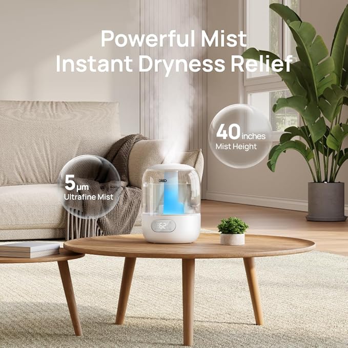 DREO Humidifiers for Bedroom, 3L Top Fill 30H & 26dB Quiet Runtime for Large - Image 5