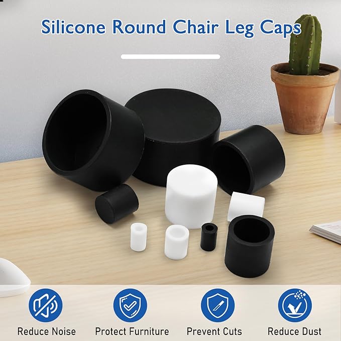 2 Pcs 4" Round Chair Leg Tips Caps, Silicone Rubber Furniture Leg Floor - Image 2