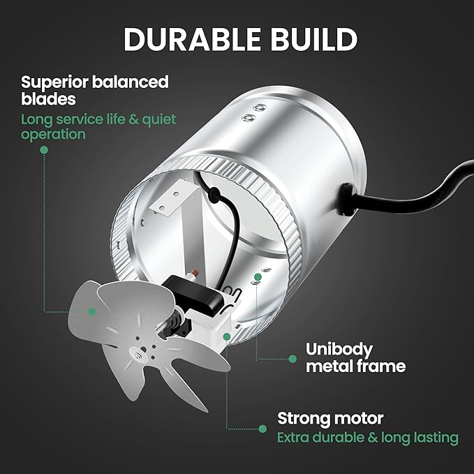 iPower 4 Inch Inline Booster Duct Fan 100 CFM HVAC Exhaust Ventilation Blower - Image 6