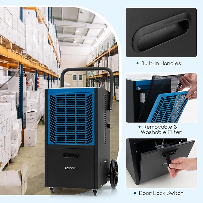COSTWAY Commercial Dehumidifier, 4500 Sq.Ft Crawl Space Dehumidifier - Image 3