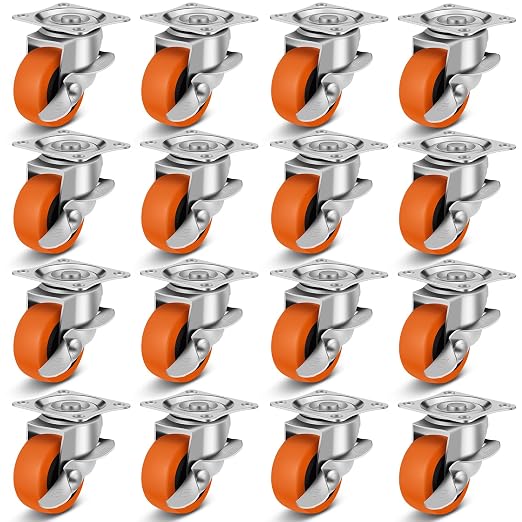 Caster Wheels, 1.5 Inch Casters Set of 16, Heavy Duty Caster by BOSGEOT
