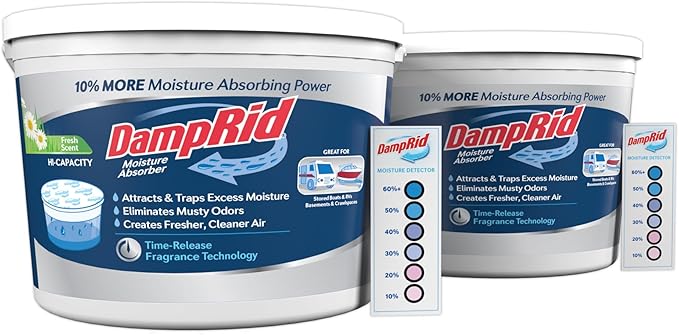 DampRid Hi-Capacity Moisture Absorber Bucket, Fresh Scent, 2 lb. 15.5 oz. & by DampRid