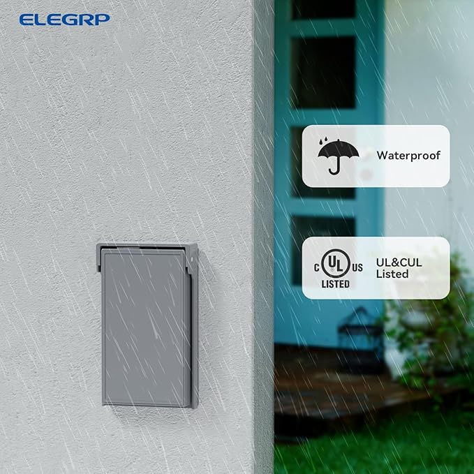 ELEGRP Vertical Outdoor Cover for Duplex Receptacles, Weatherproof Wall Plate - Image 3