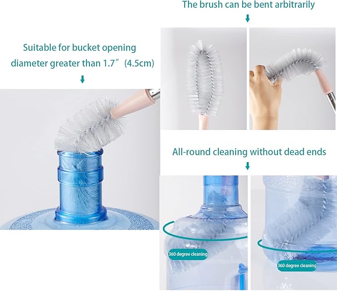 2 Pack 28" Long Bottle Brush, 3 & 5 Gallon Bottle Cleaner Brush, Nylon Bristles - Image 6