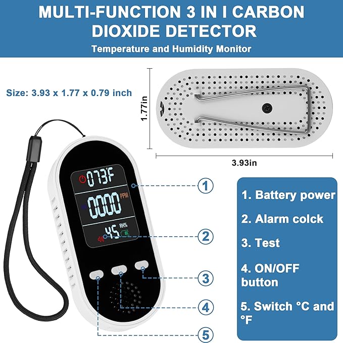 Portable Carbon Monoxide Detector Mini air Quality Monitor - Image 2