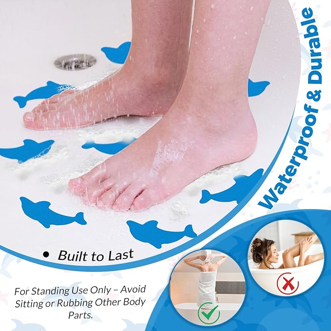 S&X Bathtub Non Slip Stickers, Grippy Dolphin Adhesive Treads – Fine Gritty - Image 5