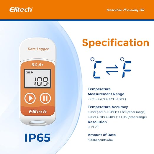 Elitech Default Fahrenheit RC-5+ Digital PDF USB Temperature Data Logger - Image 3