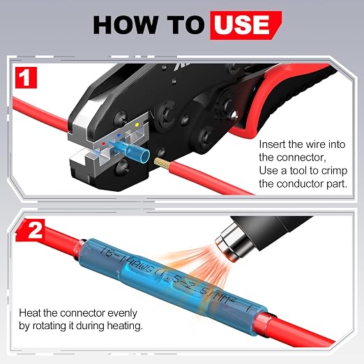 AIRIC Heat Shrink Butt Connectors 22-16 AWG, Insulated Marine Grade Connector - Image 5