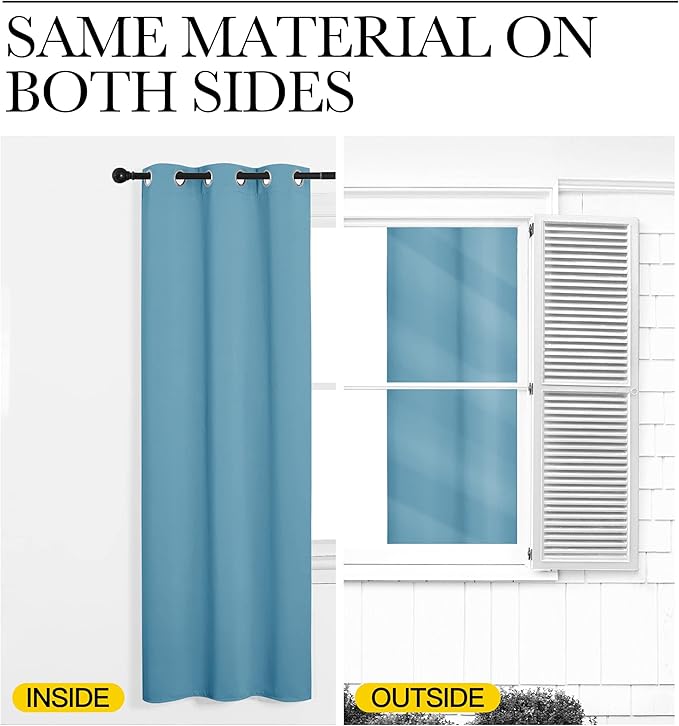 NICETOWN Teal Blue Blackout Curtain 86 inch Long, W55 x L86, 1 Panel, Thermal - Image 5