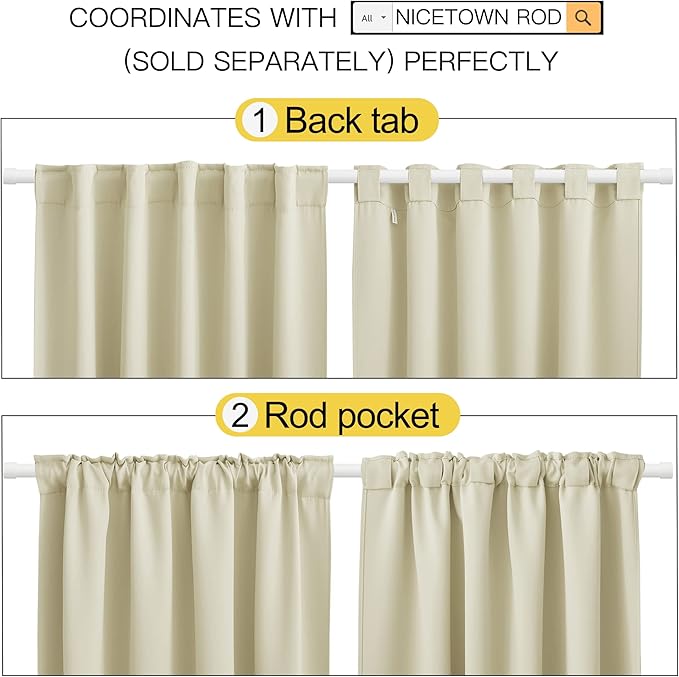 NICETOWN Farmhouse Curtains for Bedroom, Room Darkening Curtains - Image 3