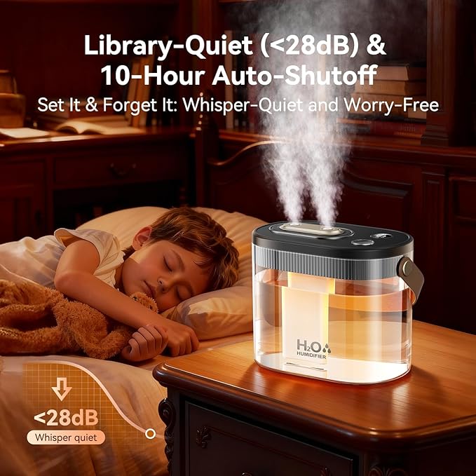 DIGIX Rechargeable Portable Humidifier-Smart Display, Night Light, Easy Clean - Image 8