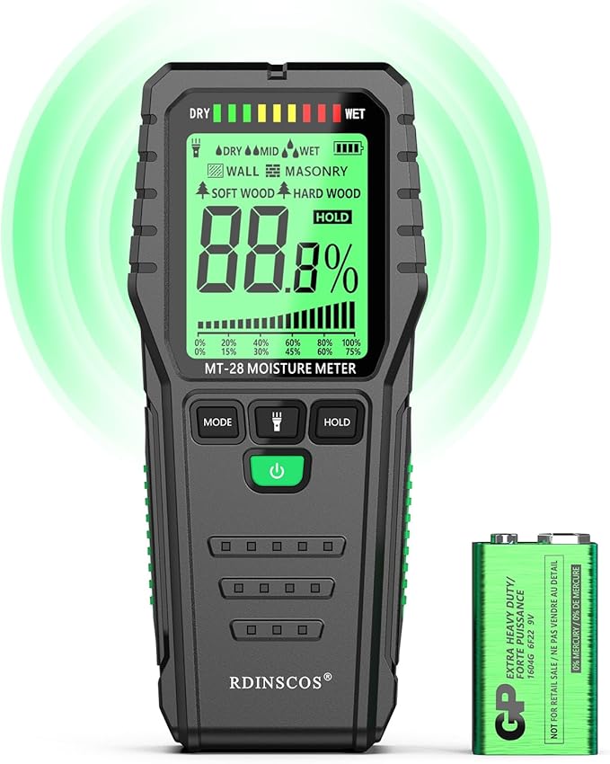 Pinless Moisture Meters Non-Invasive Digital Wood Moisture Tester Water Leak by RDINSCOS