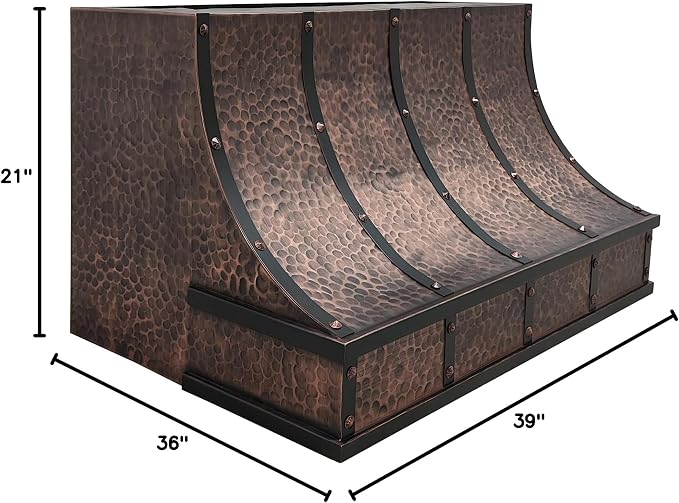 CT Copper Tailor Sloped Copper Vent Hood Wall Mount, 610 CFM Exhaust Fan - Image 9