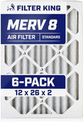 Filter King 12x26x2 Air Filter | 6-PACK | MERV 8 HVAC Pleated A/C Furnace by FilterKing